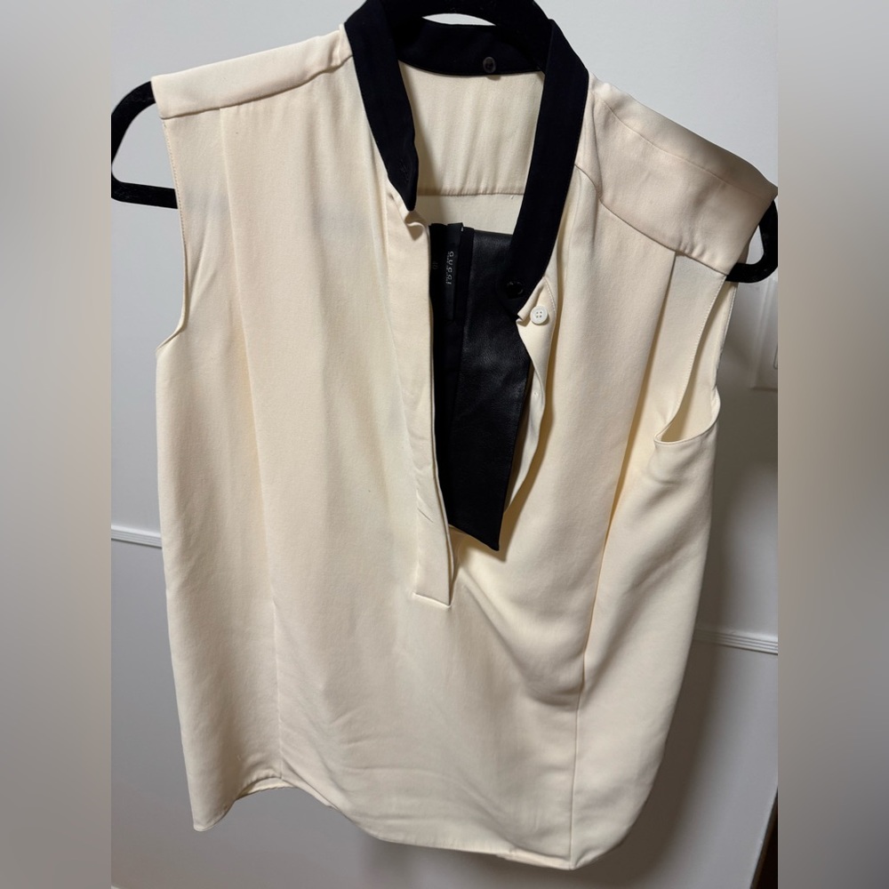 Gucci Silk Cream Top with Black Accents